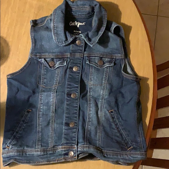 Cat & Jack Denim - Cat & Jack Denim Jacket Vest Girls size XL 12/14